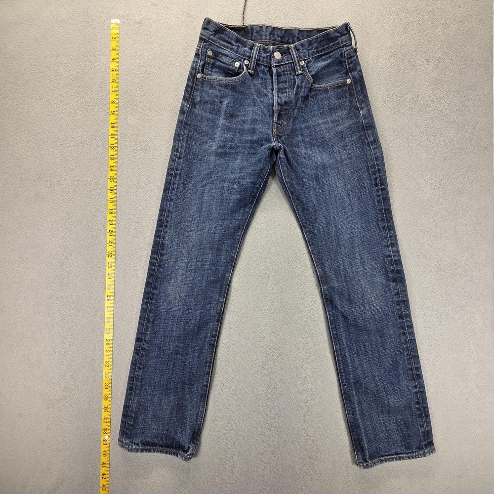 Levis 501 Jeans Mens Blue Med Wash Straight Regular Denim Button‎ Fits 25x28